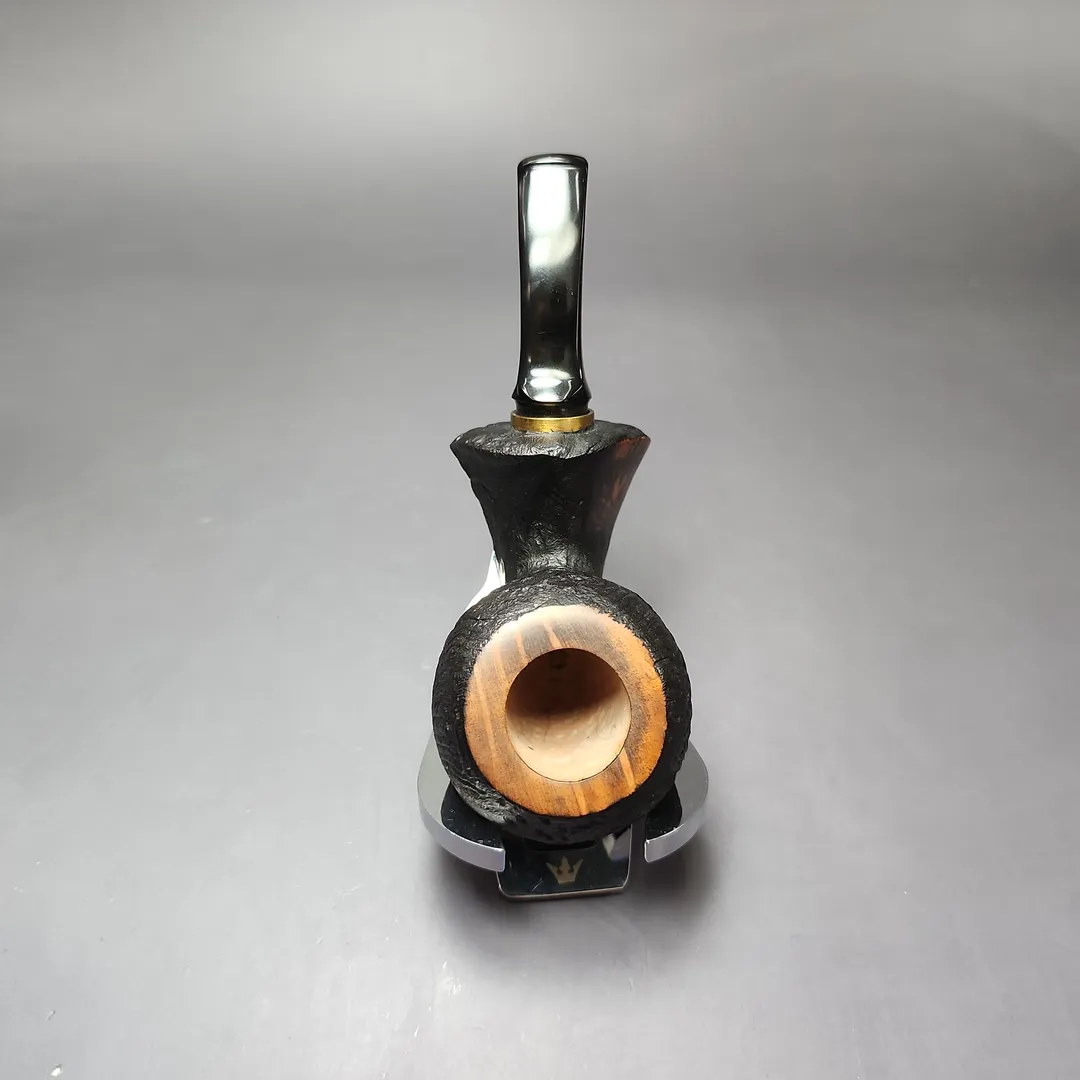 Mina Pipes Sandblasted Blowfish w/ Brass Estate Briar Pipe, Unsmoked - Image 8