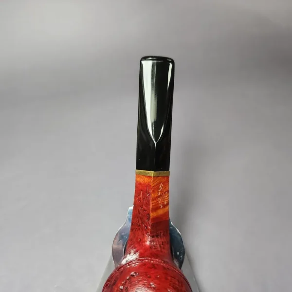 Mina Pipes Sandblasted Bulldog w/ Brass Estate Briar Pipe, Unsmoked - Image 8