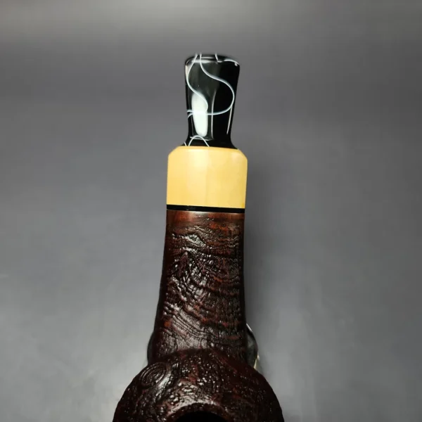 Mina Pipes Sandblasted Wide Shank Bulldog w/ Boxwood Estate Briar Pipe Unsmoked - Image 8