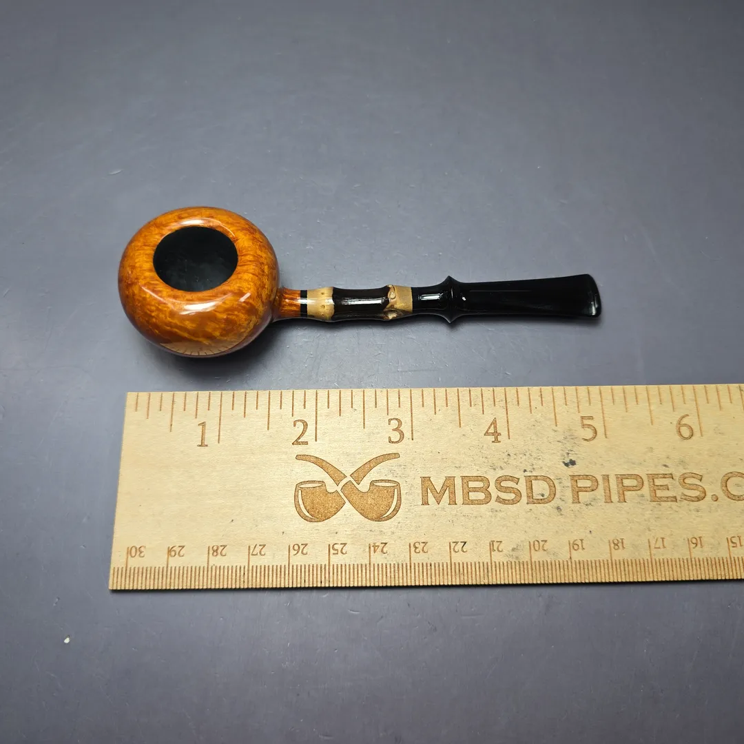 C-Pipe Smooth Tomato w/ Bamboo Handmade Briar Pipe, New - Image 8
