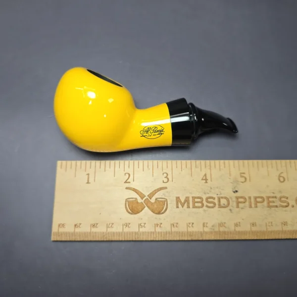 Al Pascia Curvy Yellow Smooth Reverse Calabash Apple Estate Pipe, Unsmoked - Image 9