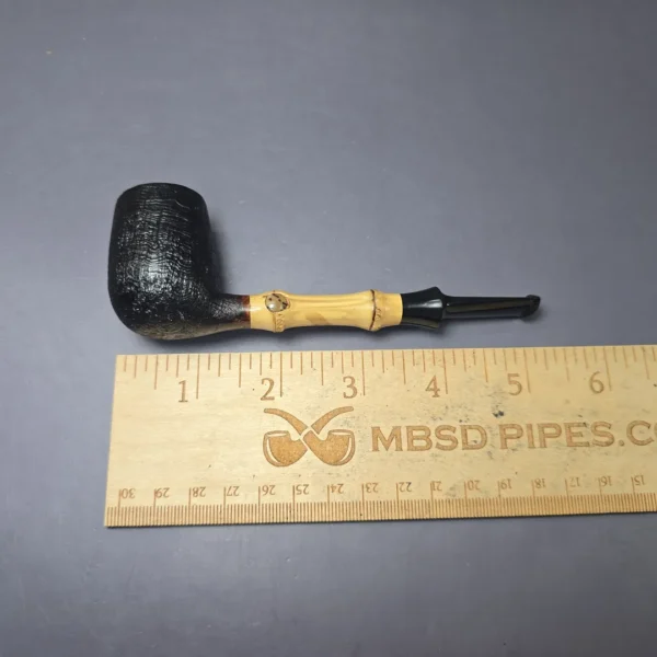 Emiliano Sandblasted Billiard w/ Bamboo & Jupati Handmade Briar Pipe, New - Image 9