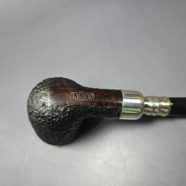 Elwood (Ferndown) Rusticated Zulu w/ Silver Spigot Estate Briar Pipe, English Estates, 9mm - Image 9