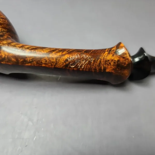 Mina Pipes Smooth Long Shank Blowfish Estate Briar Pipe, Unsmoked - Image 9