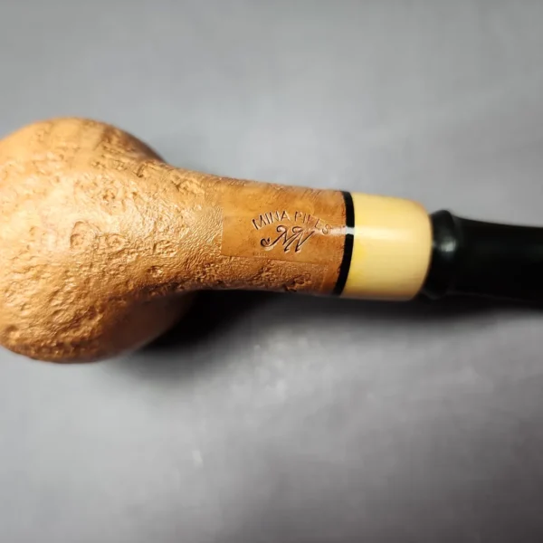 Mina Pipes Natural Sandblasted Author w/ Boxwood Estate Briar Pipe, Unsmoked - Image 9
