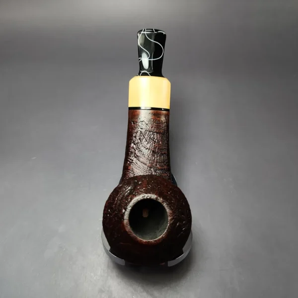 Mina Pipes Sandblasted Wide Shank Bulldog w/ Boxwood Estate Briar Pipe Unsmoked - Image 9