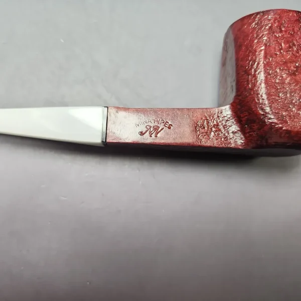 Mina Pipes Sandblasted Panel Billiard Estate Briar Pipe, Unsmoked - Image 9