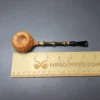 C-Pipe Partially Rusticated Prince w/ Bamboo Handmade Briar Pipe, New - Image 9