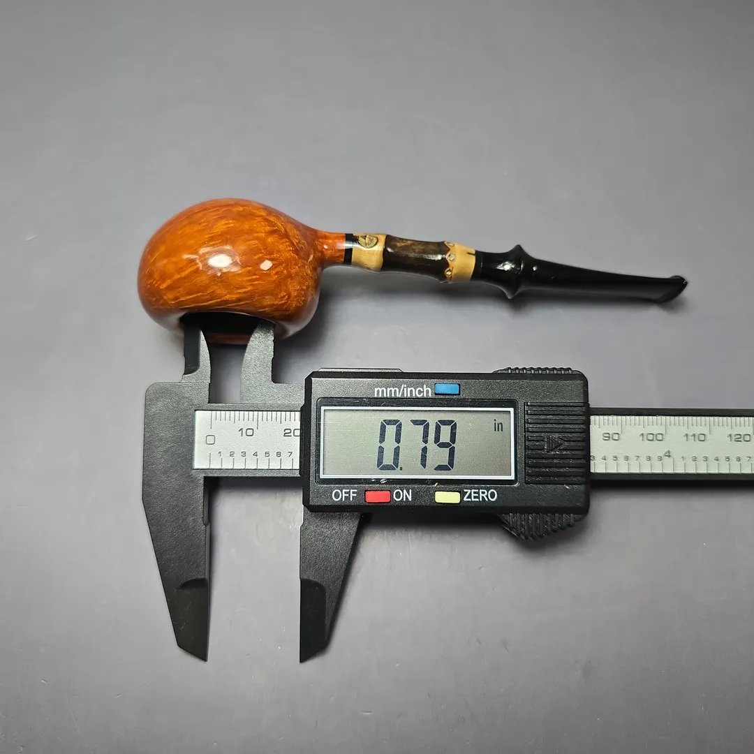 C-Pipe Smooth Tomato w/ Bamboo Handmade Briar Pipe, New - Image 9