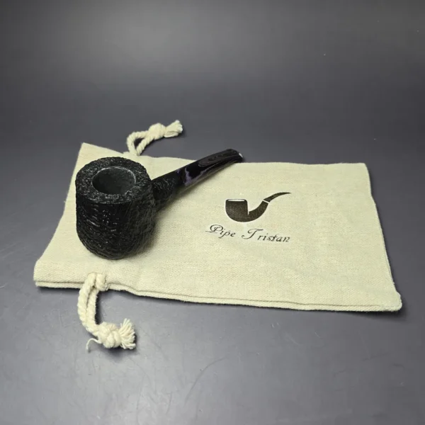 Pipe Tristan "Shape 55" Black Sandblasted Pot Handmade Briar Pipe, New - Image 9