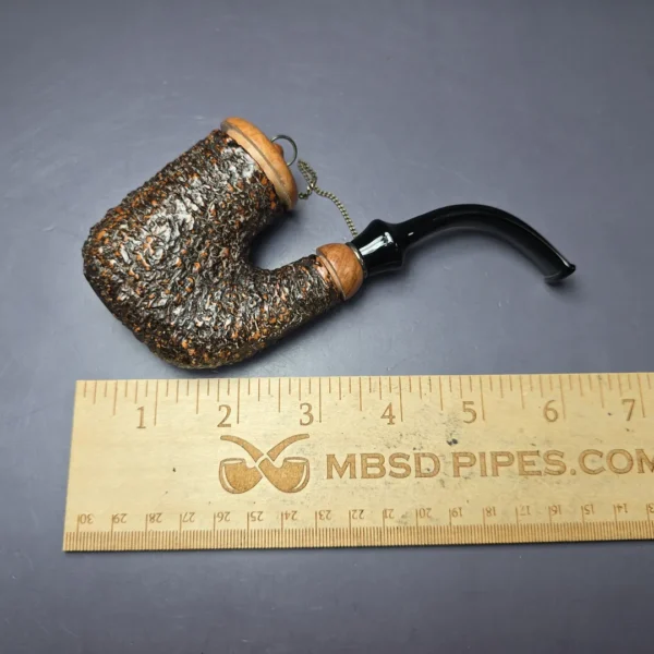 Brebbia Oom Paul Rocciata Rusticated Estate Briar Pipe, Unsmoked, 9mm - Image 9
