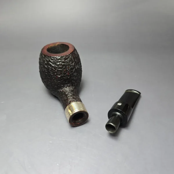Elwood (Ferndown) Partially Rusticated Apple w/ Silver Estate Briar Pipe, English Estates, 9mm - Image 10