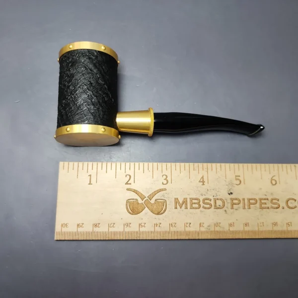 Tsuge Yoroi Metal Tankard Gold Sandblasted Poker Estate Briar Pipe, Unsmoked, 9mm - Image 10