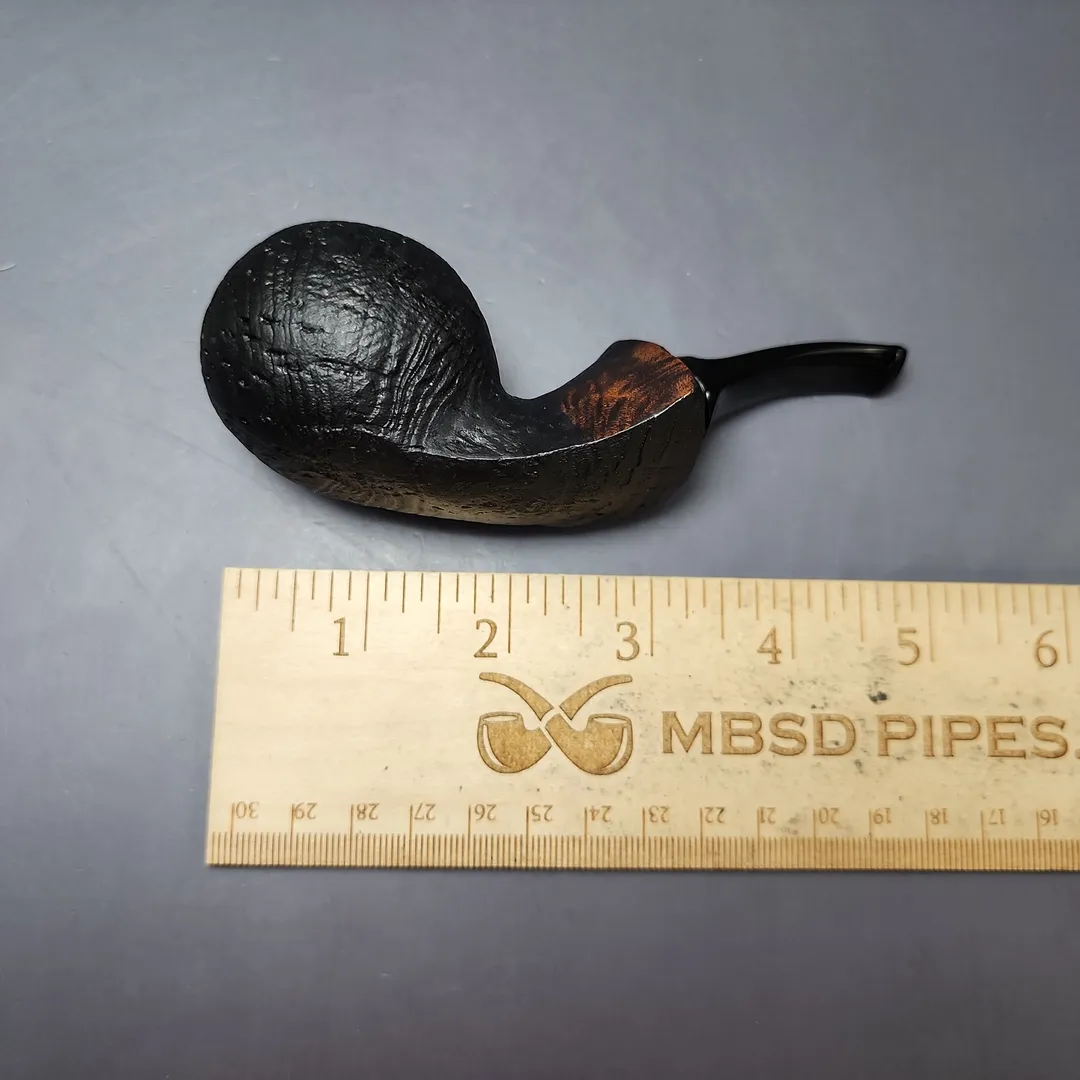 Mina Pipes Sandblasted Blowfish w/ Brass Estate Briar Pipe, Unsmoked - Image 10