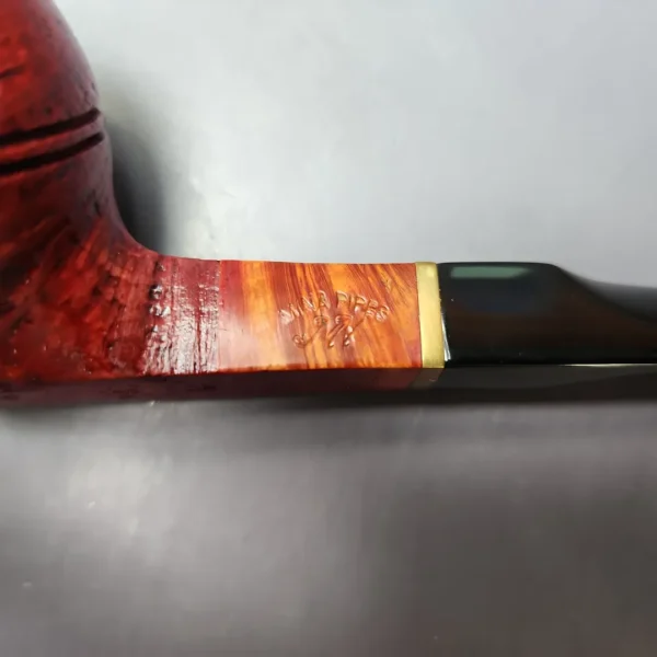 Mina Pipes Sandblasted Bulldog w/ Brass Estate Briar Pipe, Unsmoked - Image 10