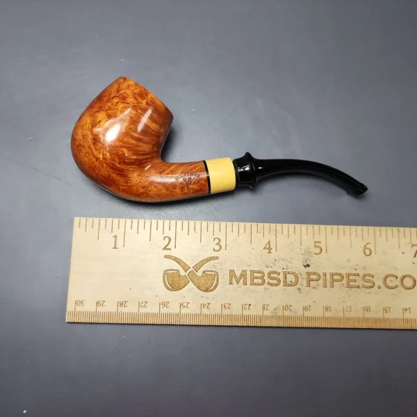 Mina Pipes Smooth Bent Billiard w/ Boxwood Estate Briar Pipe, Unsmoked, 9mm - Image 10