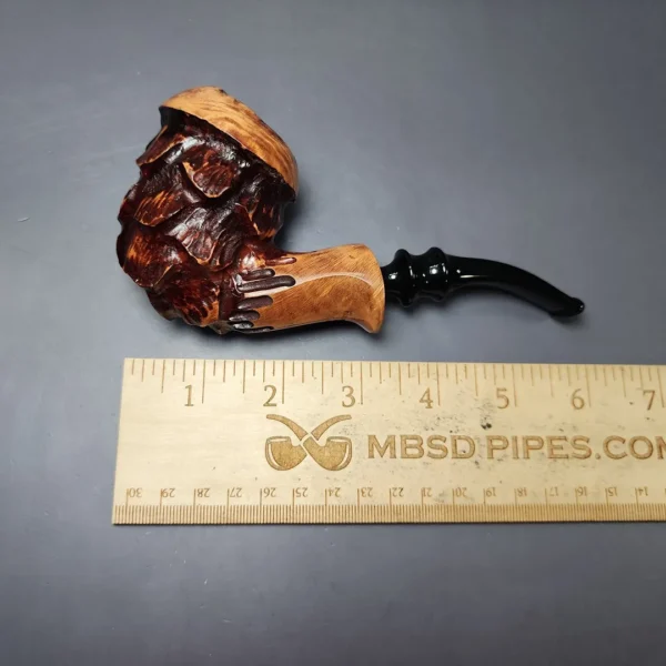 Nording Spruce Cone Partially Rusticated Freehand Estate Briar Pipe, Unsmoked - Image 10