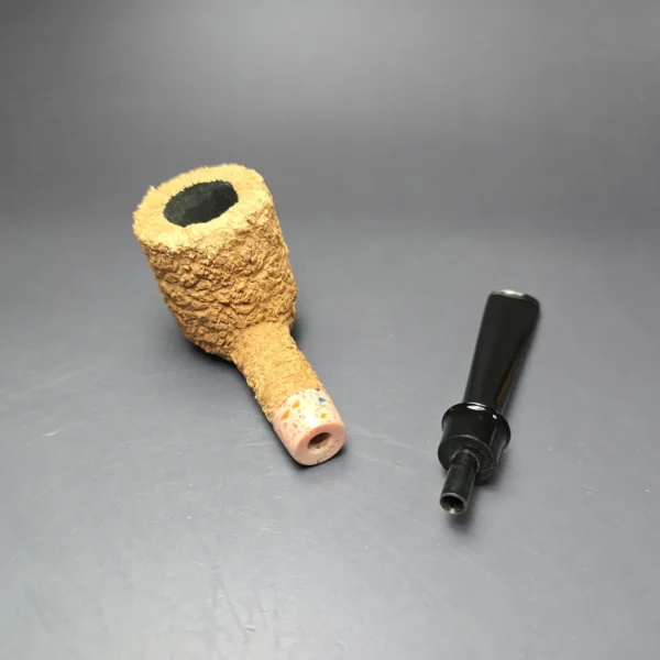 Pipe Tristan Natural Granite Rusticated Billiard w/ Durat Handmade Briar Pipe, New - Image 10