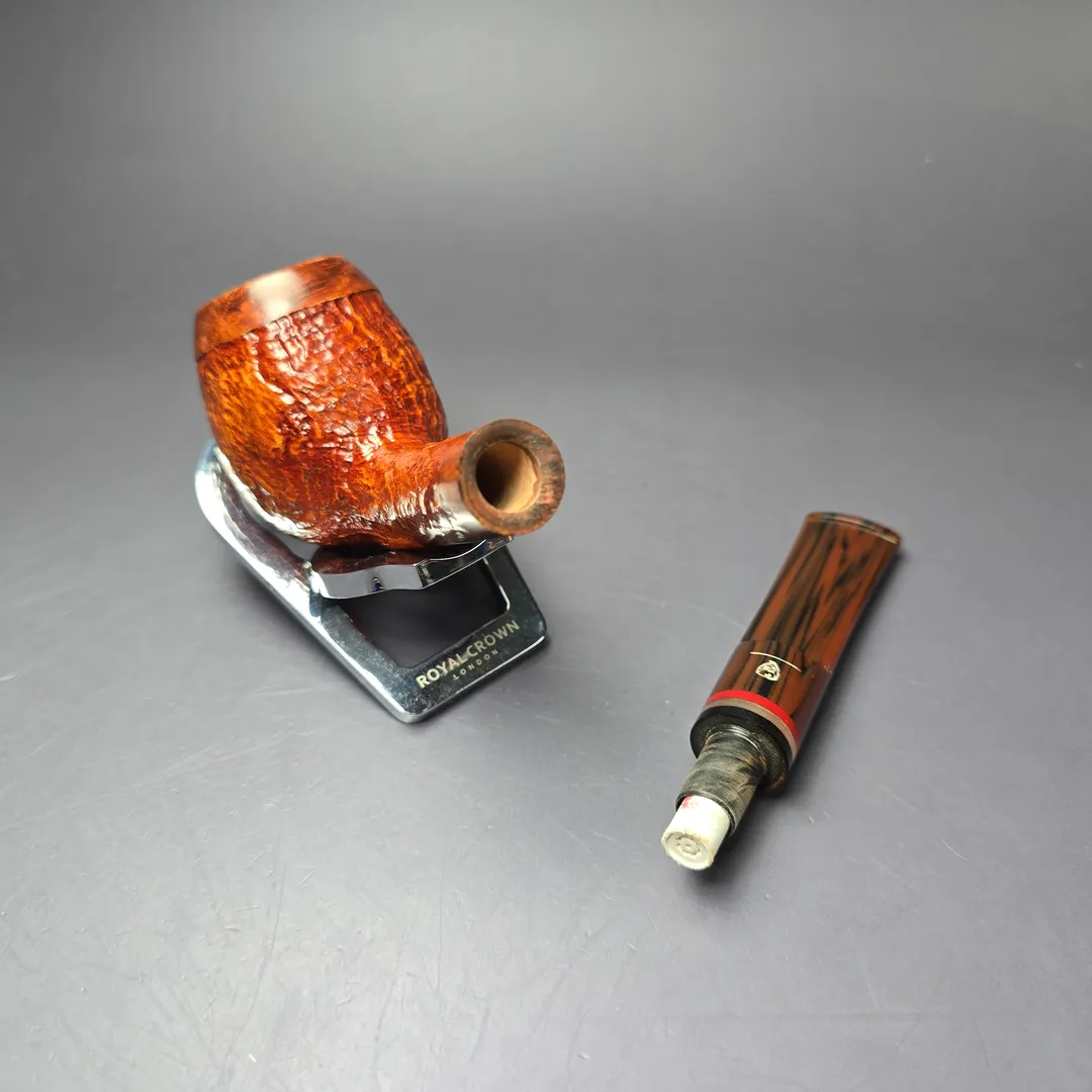 Germanus XL Sandblasted Apple w/ Acrylic Estate Briar Pipe, Unsmoked, 9mm - Image 10