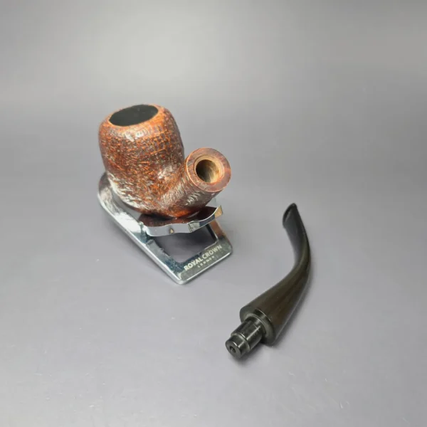 Sasieni Family Era Four Dot Ruff Root Stratford Sandblasted Bent Billiard Estate Briar Pipe, English Estates - Image 10