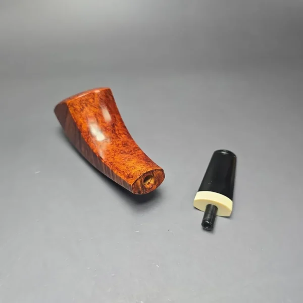 Emilano Smooth Olifant Horn w/ Fossilized Mammoth Ivory Handmade Briar Pipe, New - Image 12