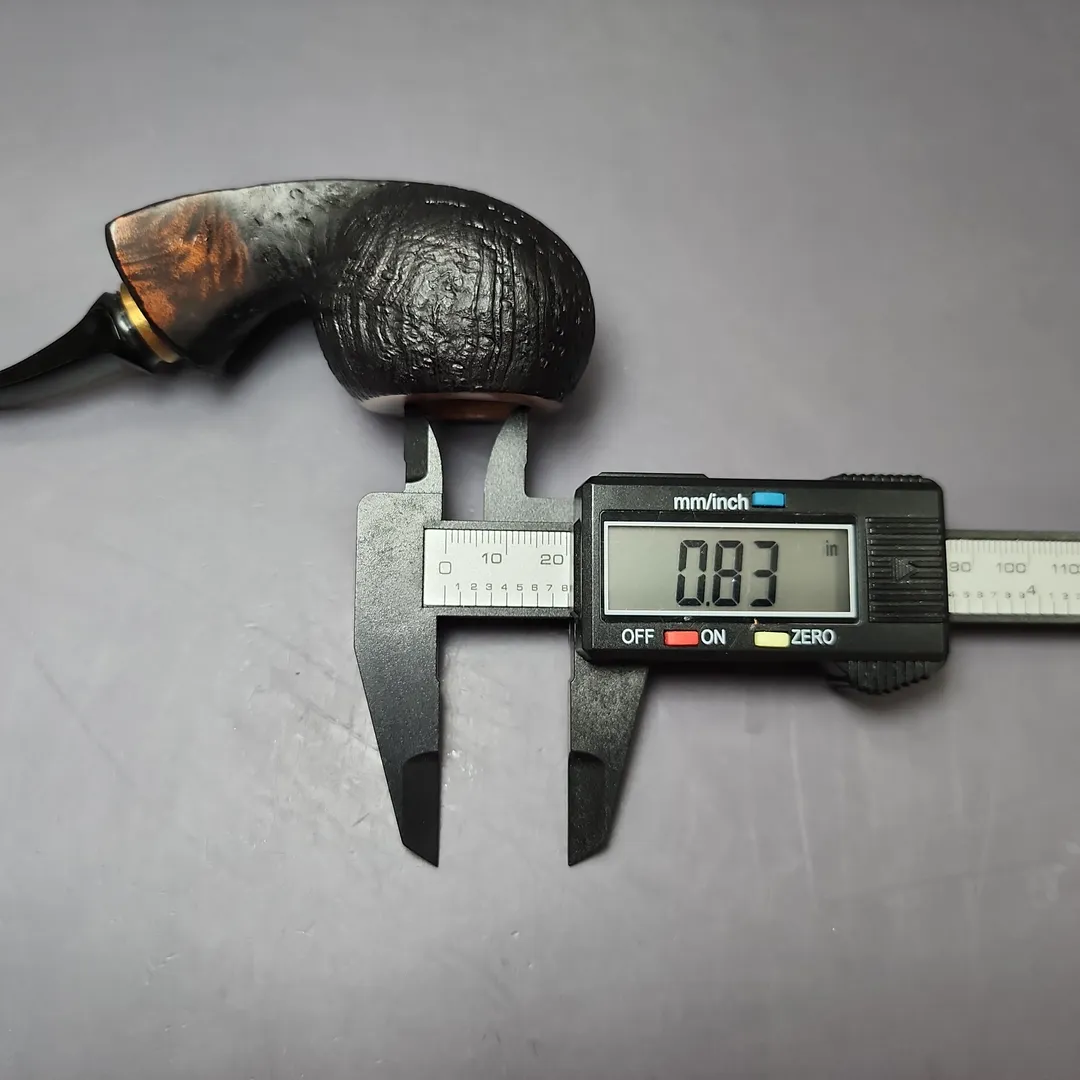 Mina Pipes Sandblasted Blowfish w/ Brass Estate Briar Pipe, Unsmoked - Image 11