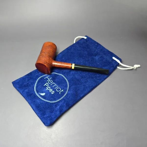 Herriot Pipes Partially Sandblasted Poker w/ Boxwood Handmade Briar Pipe, New - Image 11