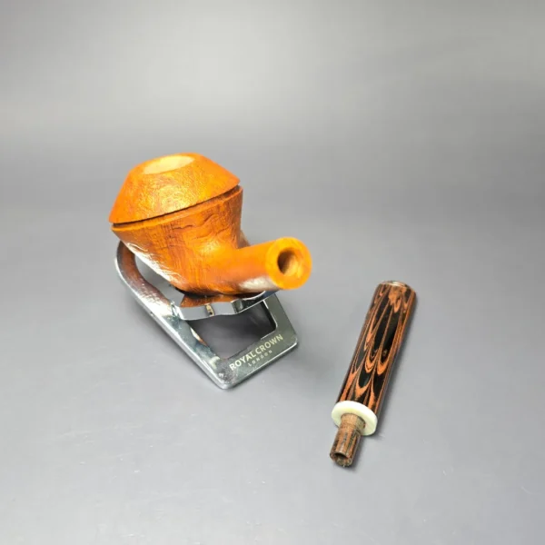 Christophe Wolff Sandblasted Rhodesian w/ Ivorite Handmade Briar Pipe, New - Image 11
