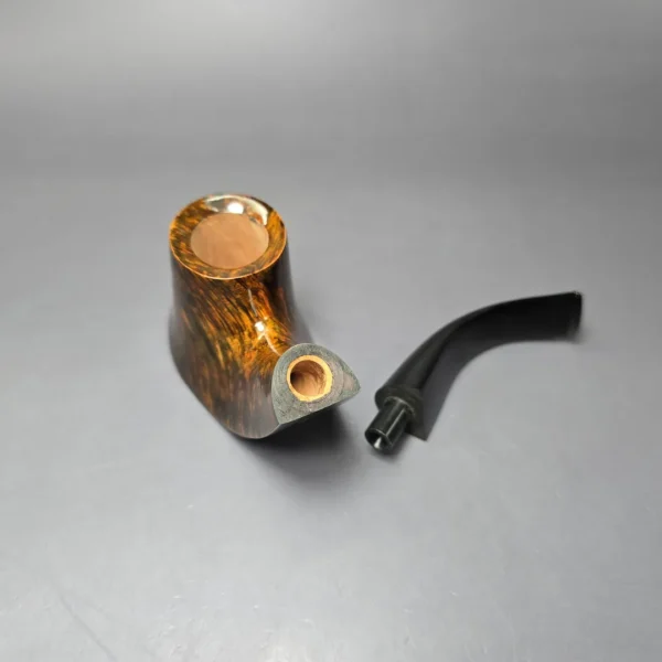C-Pipe Smooth Golden Contrast Volcano Handmade Briar Pipe, New - Image 11