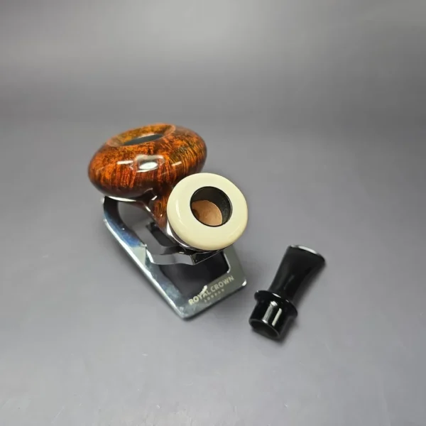 C-Pipe Smooth Reverse Calabash Mushroom w/ Ivorite Handmade Briar Pipe, New - Image 11