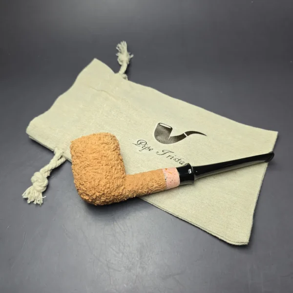 Pipe Tristan Natural Granite Rusticated Billiard w/ Durat Handmade Briar Pipe, New - Image 11
