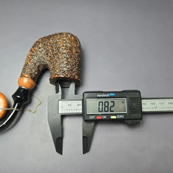 Brebbia Oom Paul Rocciata Rusticated Estate Briar Pipe, Unsmoked, 9mm - Image 11