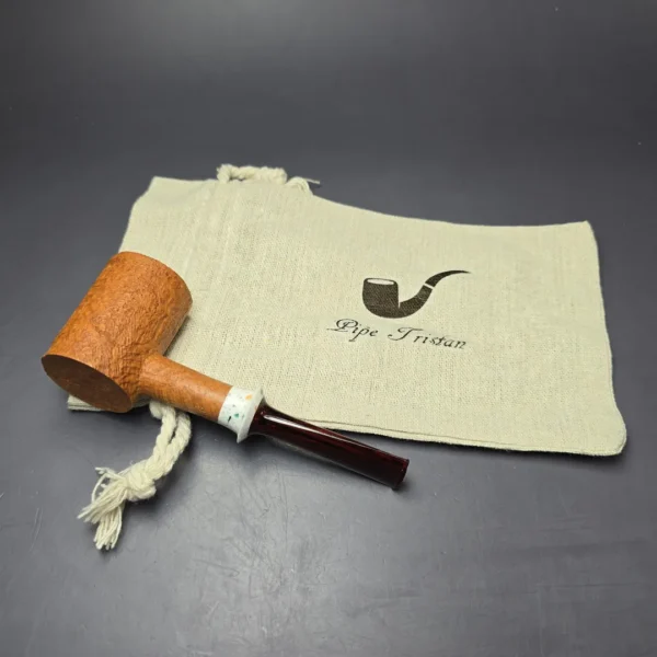Pipe Tristan Tan Sandblasted Poker w/ Durat Handmade Briar Pipe, New - Image 11