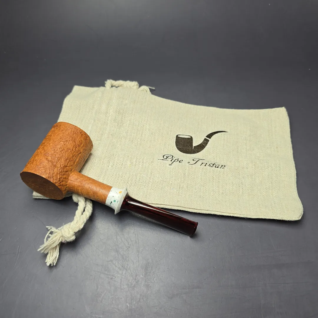 Pipe Tristan Tan Sandblasted Poker w/ Durat Handmade Briar Pipe, New - Image 11