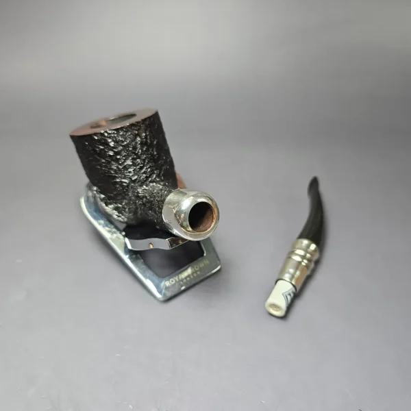 Elwood (Ferndown) Rusticated Zulu w/ Silver Spigot Estate Briar Pipe, English Estates, 9mm - Image 12