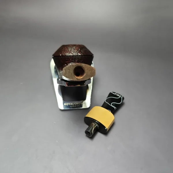 Mina Pipes Sandblasted Wide Shank Bulldog w/ Boxwood Estate Briar Pipe Unsmoked - Image 12