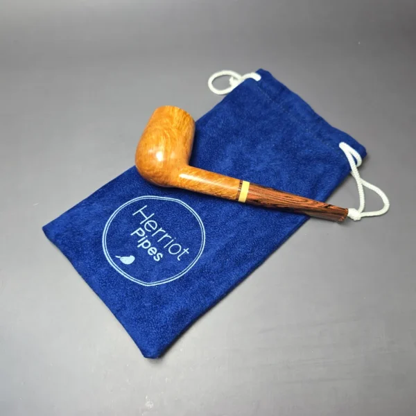 Herriot Pipes Smooth Billiard w/ Boxwood Handmade Briar Pipe, New - Image 12