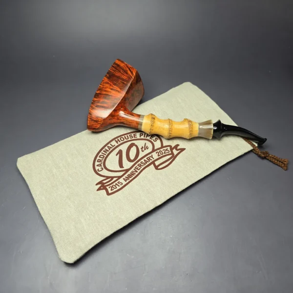 Walt Cannoy 10th Anniversary Cardinal House Hollingsworth Smooth Pickaxe Handmade Briar Pipe, New - Image 12