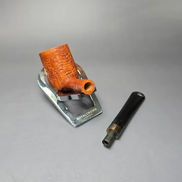 Christophe Wolff "Karamel" Sandblasted Billiard w/ Horn Handmade Briar Pipe, New - Image 13