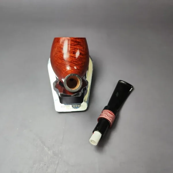 Vauen Rose 8371 Smooth Bent Egg w/ Aluminum Estate Briar Pipe, Unsmoked, 9mm - Image 13