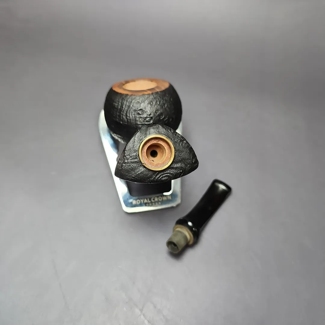 Mina Pipes Sandblasted Blowfish w/ Brass Estate Briar Pipe, Unsmoked - Image 13