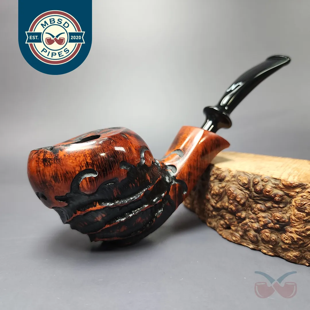 Nording Abstract Partially Rusticated Freehand Estate Briar Pipe, Unsmoked