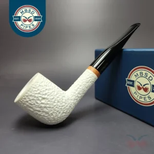 MBSD Meerschaum Deluxe Rusticated Large Billiard Block Meerschaum Pipe, Briar-Mortise, New