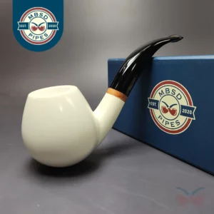 MBSD Meerschaum Deluxe XL Smooth Brandy Block Meerschaum Pipe, Briar-Mortise, New