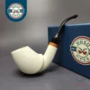 MBSD Meerschaum Deluxe Premier Smooth Swan w/ Ebonite Block Meerschaum Pipe, Briar-Mortise