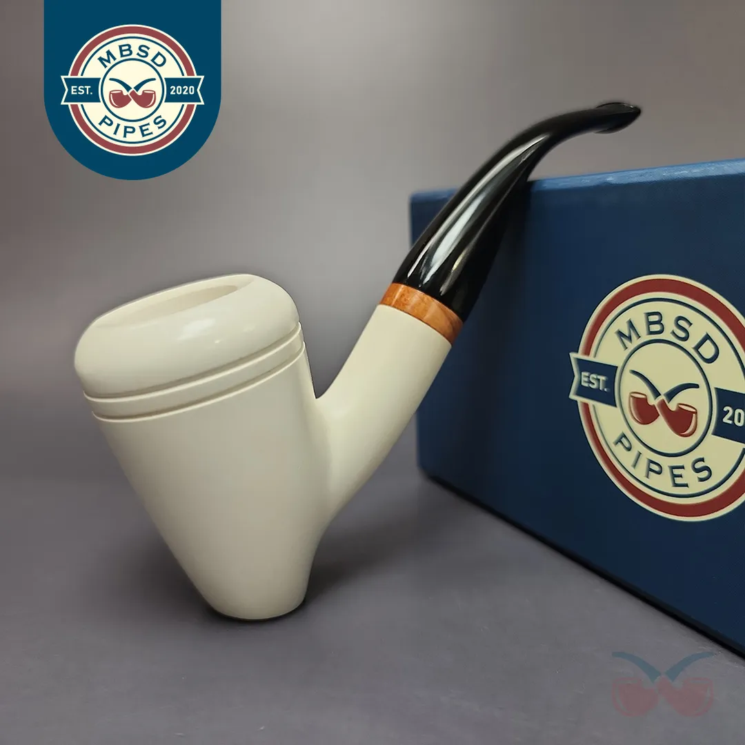MBSD Meerschaum Deluxe Premier Cherrywood w/ Ebonite Block Meerschaum Pipe, New