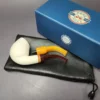 MBSD Meerschaum Deluxe Premier Smooth Swan w/ Cumberland Stem Block Meerschaum Pipe, Briar-Mortise - Image 2