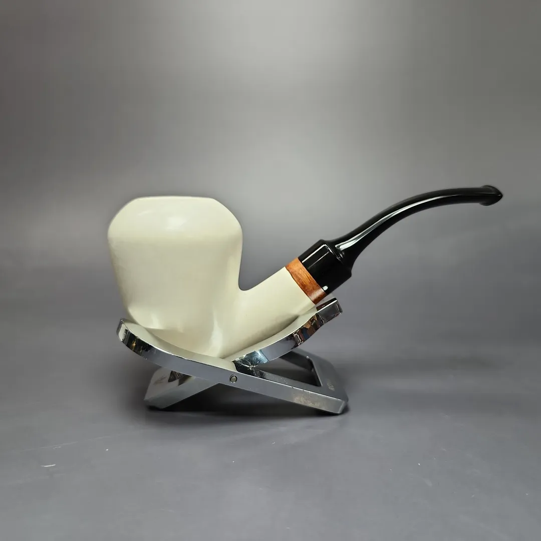 MBSD Meerschaum Deluxe Premier Smooth Acorn w/ Ebonite Stem Block Meerschaum Pipe, Briar-Mortise - Image 2