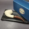 MBSD Meerschaum Deluxe Premier Spiral Carved Bent Billiard w/ Cumberland Block Meerschaum Pipe, Briar-Mortise, New - Image 2