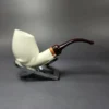 MBSD Meerschaum Deluxe Premier Smooth Swan w/ Cumberland Stem Block Meerschaum Pipe, Briar-Mortise - Image 3